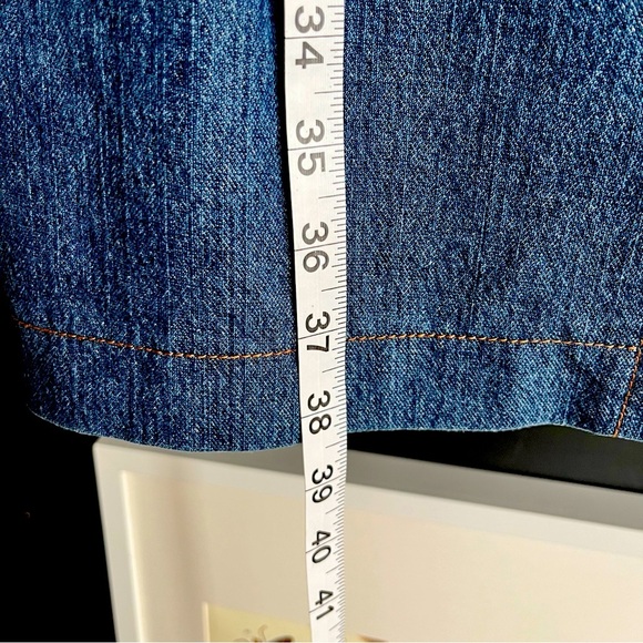 Vintage Denim Dress Size 8 60s 70s Ribbon Bow Around Chest Sparkle in Fabric - Picture 15 of 15